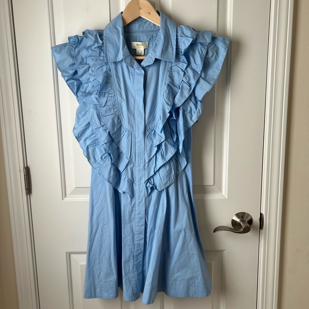 Maeve Ruffled Button-Front Mini Dress Petite - Picture 4 of 7